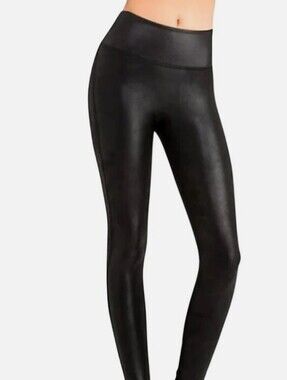 Spanx Black High-Waist Faux Leather Leggings